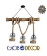 GLOBOSTAR® LILO 01149 Vintage Κρεμαστό Φωτιστικό Οροφής με Ντουί 3 x E27 AC 220-240V IP20 - Καφέ & Μπεζ - Μ80 x Π15 x Υ100cm